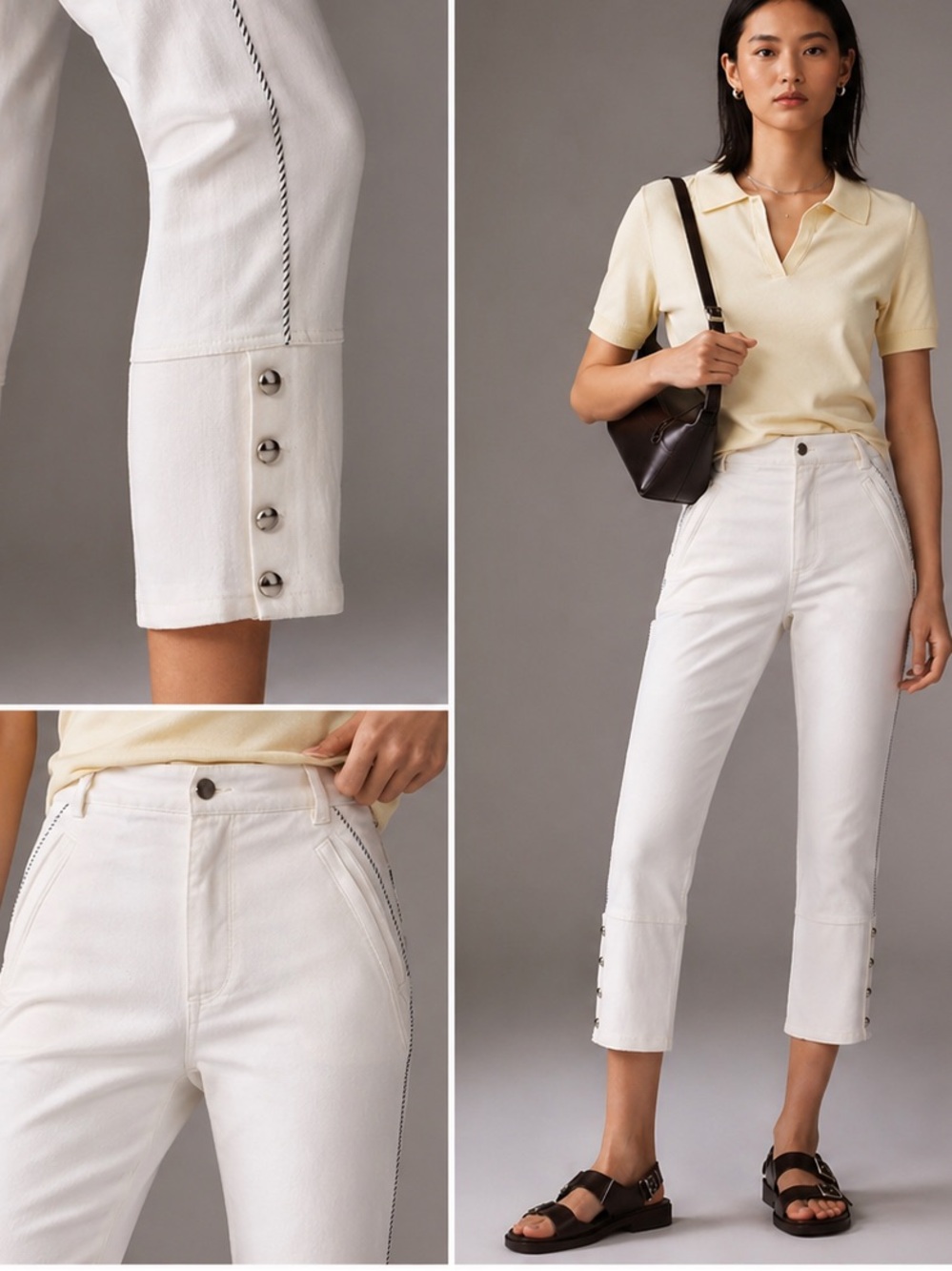 Anthropologie Maeve Slim Cuffed Cropped Jeans White Size 31